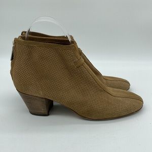 Aquatalia Xcellent Leather Suede Western Heeled Booties Boots Tan Womens 6.5